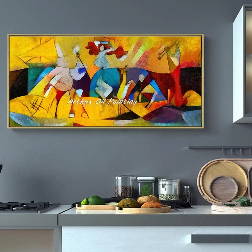 Arthyx,Hand-painted Abstract Famous By Kandinsky Oil Paintings On Canvas,Modern Art Wall Picture For Living Room,Home Decoration