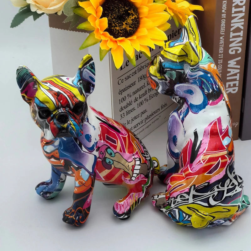 Colorful Art Dachshund Dog Decoration Home Wine Cabinet Office Collection Decoration Tabletop Resin Crafts Miniature Statues