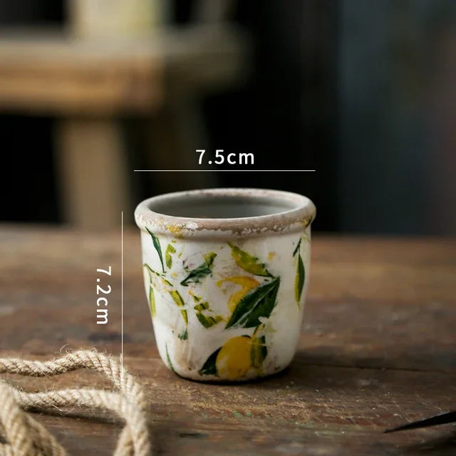 Lemon Flower Vase Retro Vintage Ceramic Creativity Nordic French Gardening Green Plants Table Decorations Hydroponics
