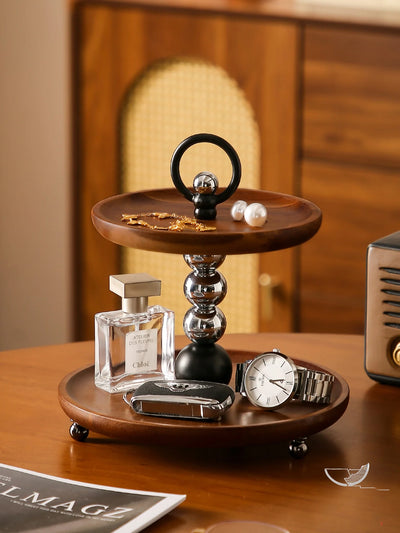 Walnut Double-Layer Organizer