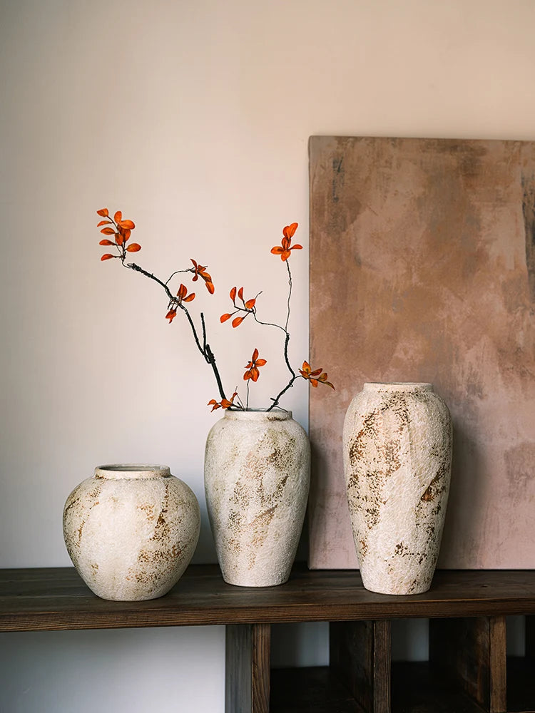 Retro Wabi Sabi Sle Cerc Flower Vase Creative Chinese New Sle Decorative Hydroponic Table Centerpiece for Living Room