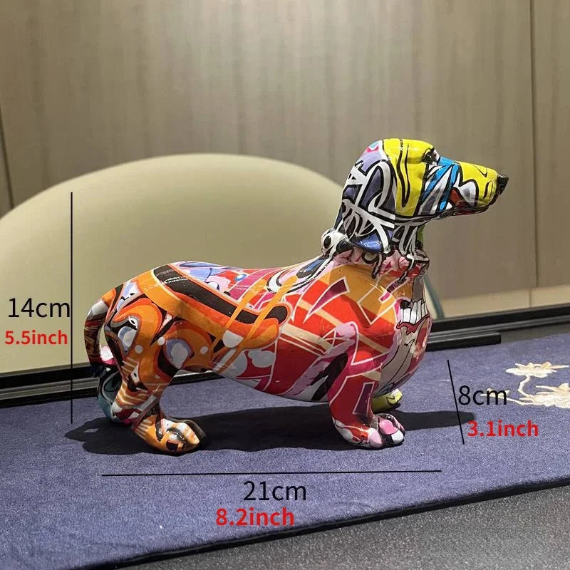 Vibrant Dachshund Resin Statue
