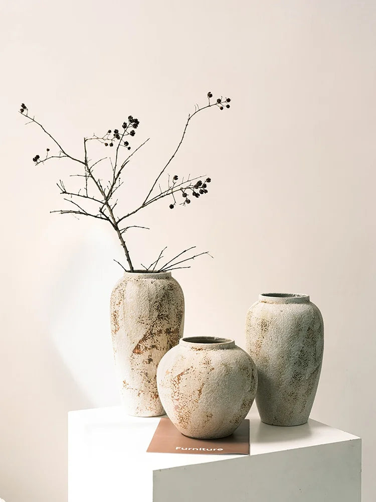 Retro Wabi Sabi Sle Cerc Flower Vase Creative Chinese New Sle Decorative Hydroponic Table Centerpiece for Living Room