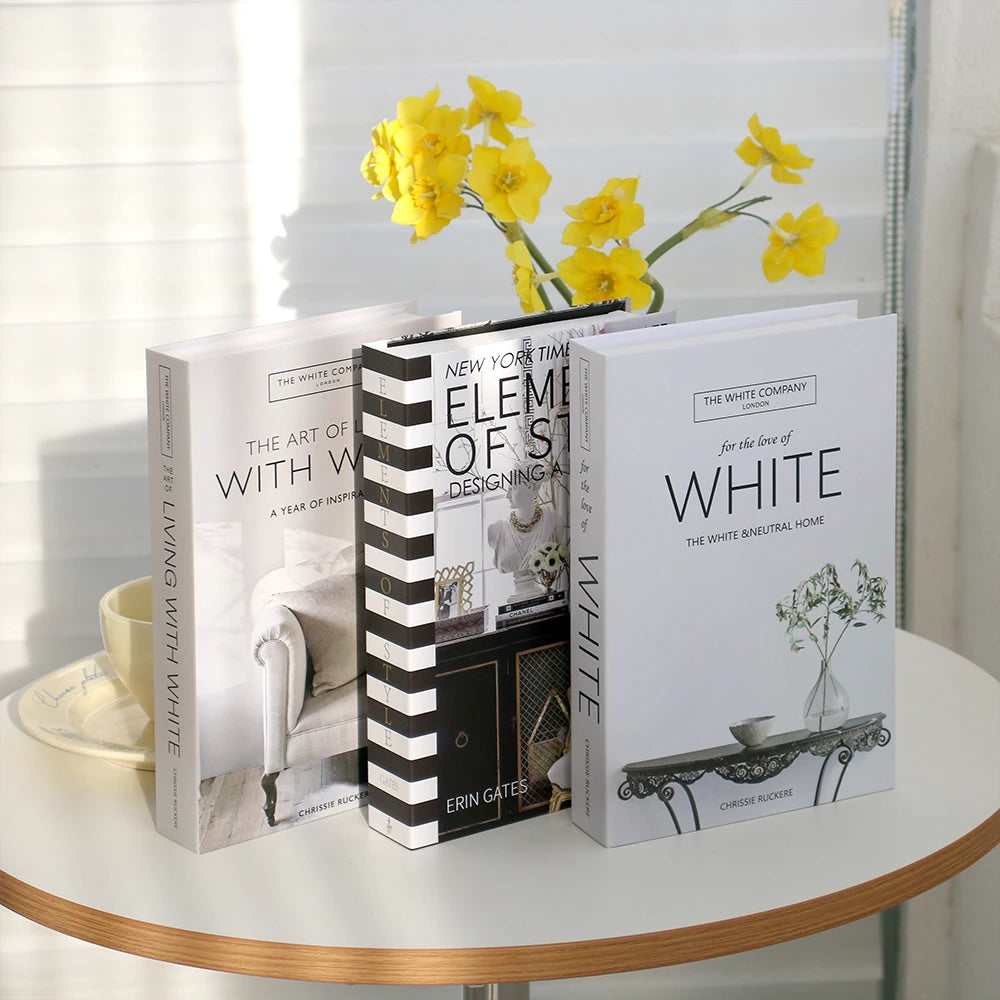 Elegant White Decorative Books Set