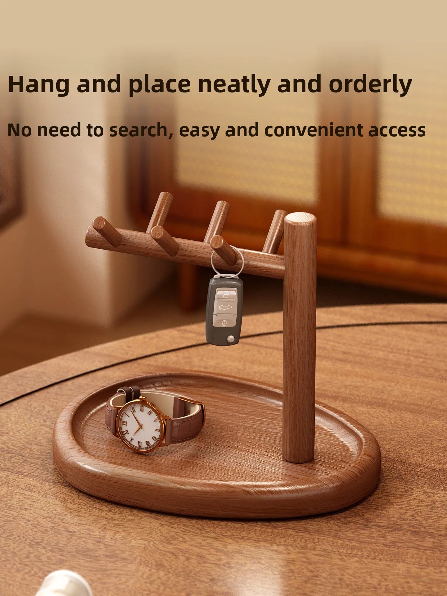 Retro Sle Wooden Desktop Organizer Key Storage Tray Jewelry Display Ra Entrance l Decorative Item Oval ape Single Layer