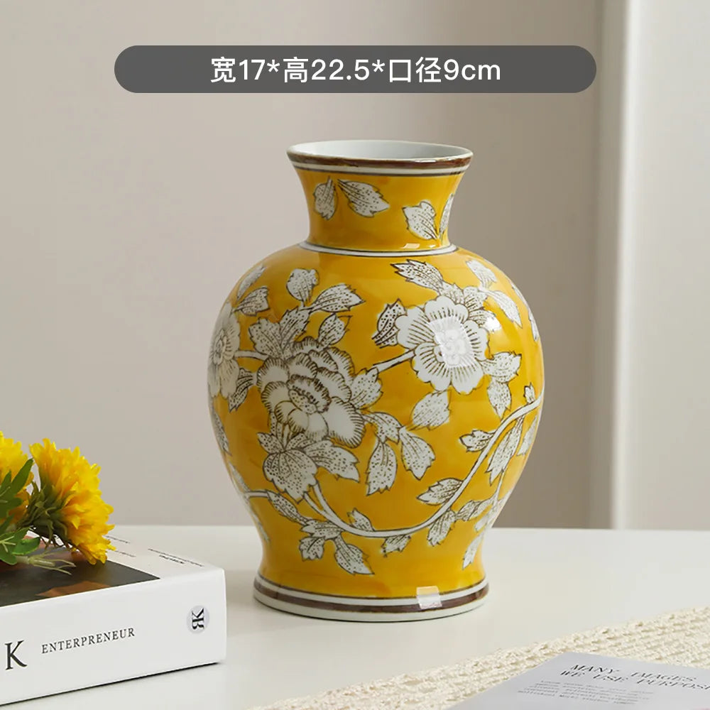 Elegant Blue Floral Ceramic Vase