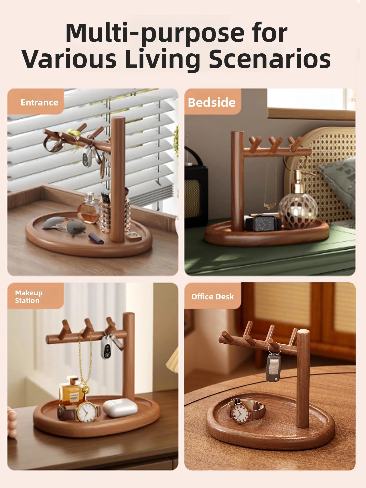 Retro Sle Wooden Desktop Organizer Key Storage Tray Jewelry Display Ra Entrance l Decorative Item Oval ape Single Layer