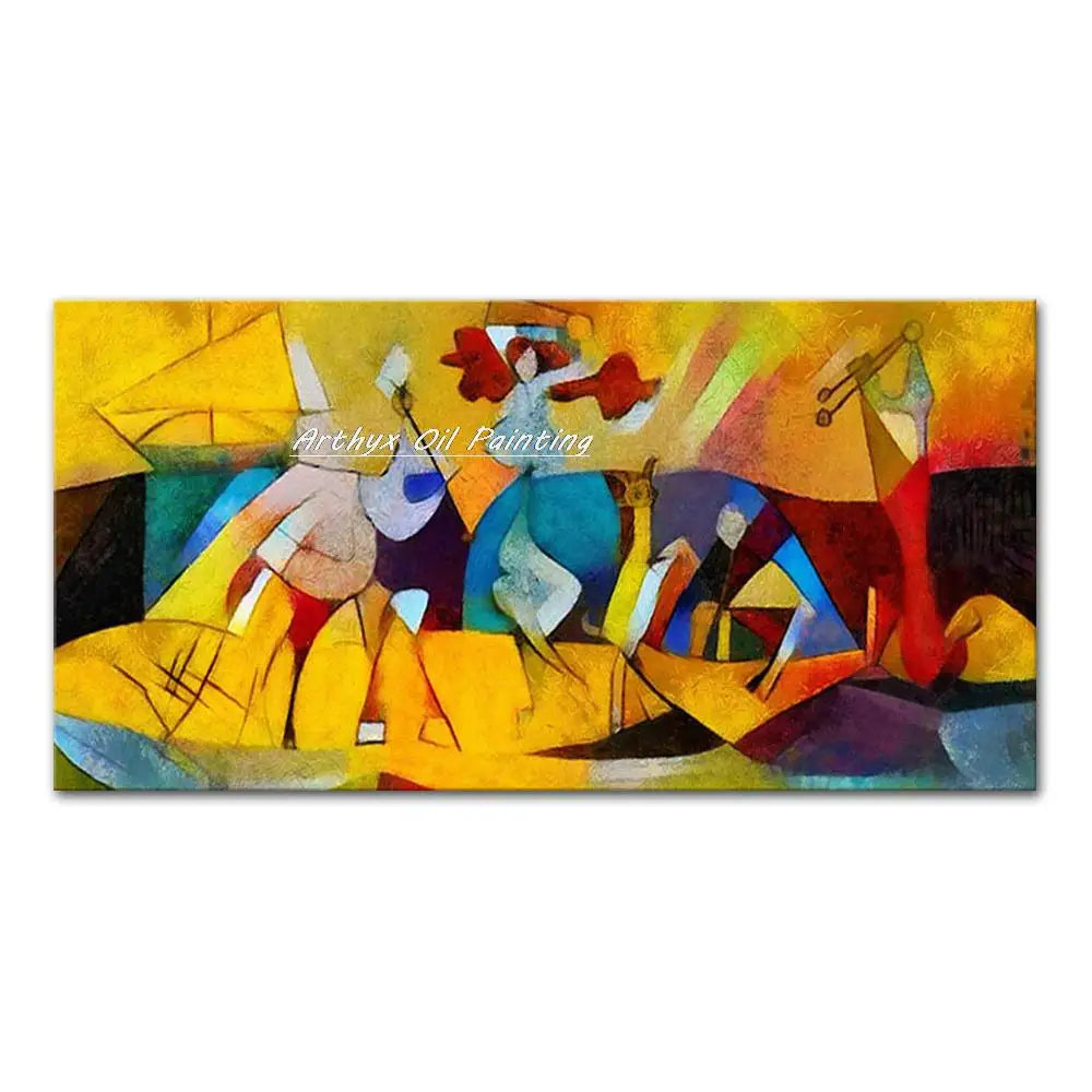 Arthyx,Hand-painted Abstract Famous By Kandinsky Oil Paintings On Canvas,Modern Art Wall Picture For Living Room,Home Decoration
