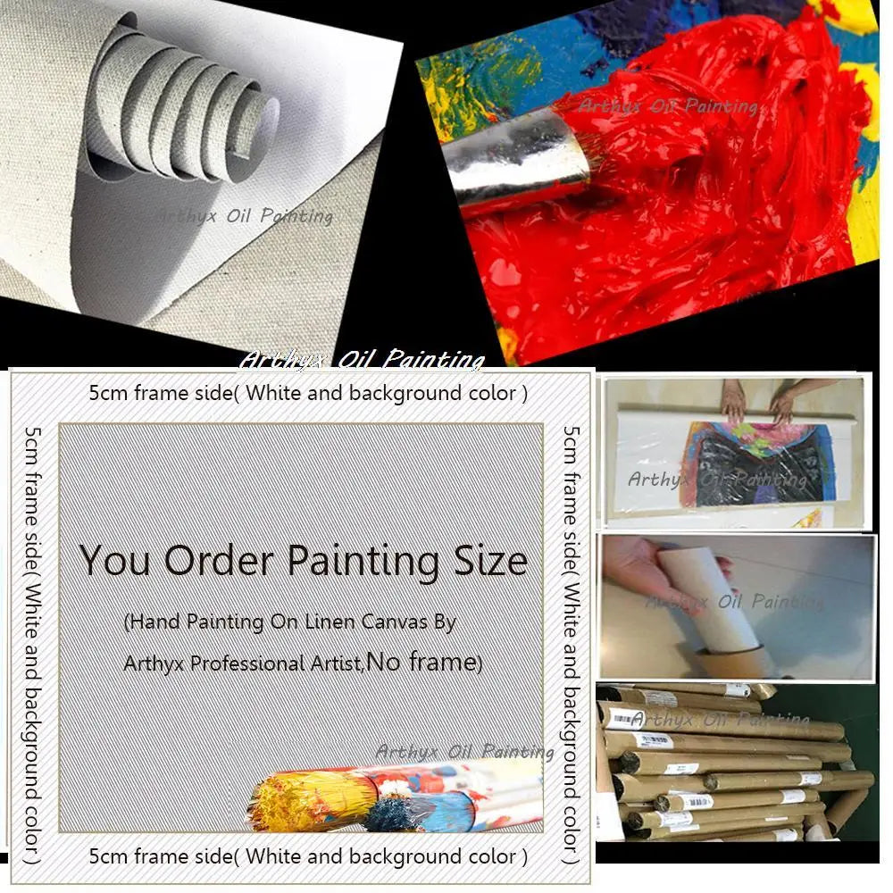 Arthyx,Hand-painted Abstract Famous By Kandinsky Oil Paintings On Canvas,Modern Art Wall Picture For Living Room,Home Decoration