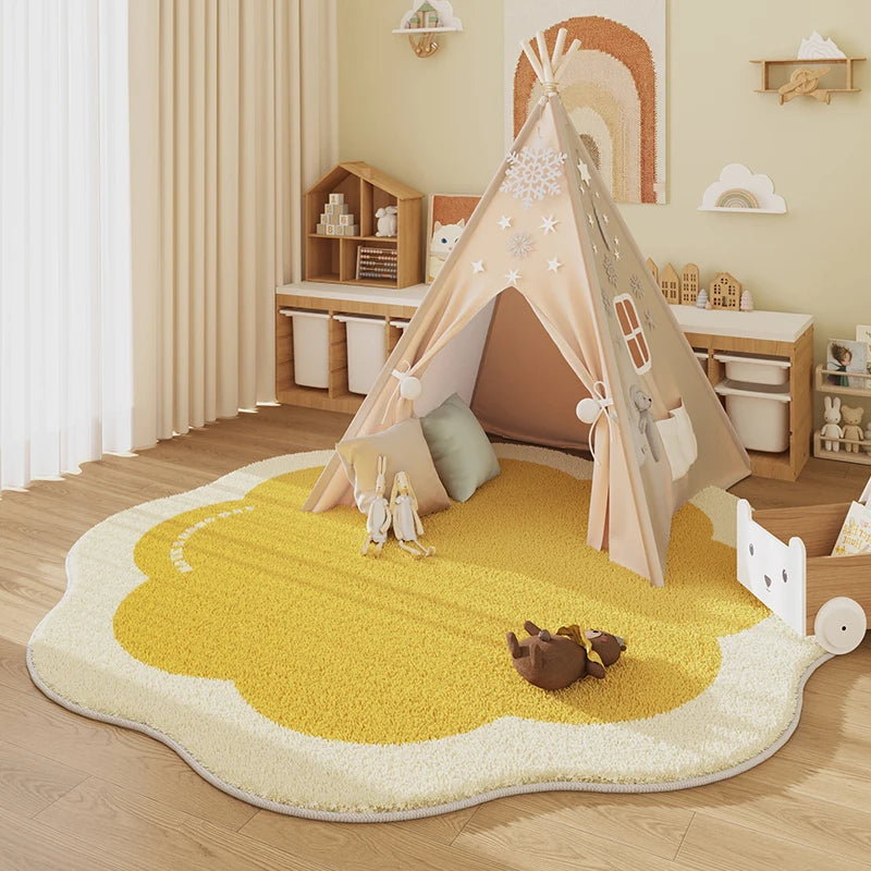 Cartoon Style Rugs for Bedroom Irregular Shapes Living Room Decoration Carpet Thick Plush Children Floor Mat Study Anti-slip Rug
