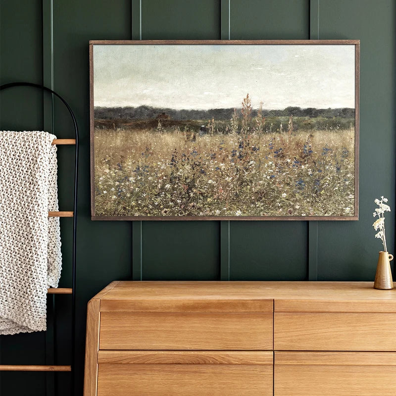 Vintage French Country Antique Spring Landscape Posters Prints Canvas Painting Wall Art HD Picture for Farmhouse Room Home Decor