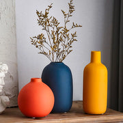 Colorful Ceramic Vase for Flowers Orange Yellow Blue Boho Modern Flower Vase for Bookshelf Centerpiece Table Home Decorations