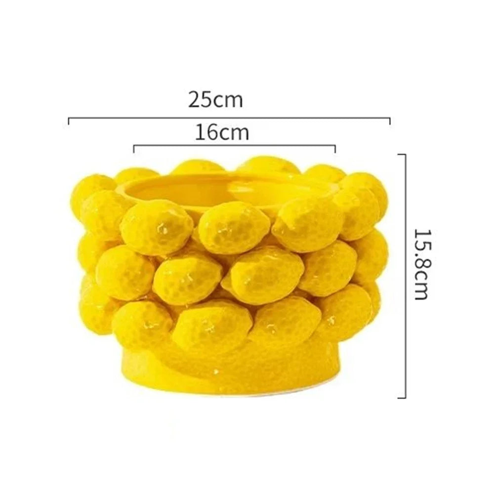 Lemon Style Ceramic Nordic Fruit Vase Home Decoration Dining Table Model Room Flower Arrangement Ornament Living Room Bedroom